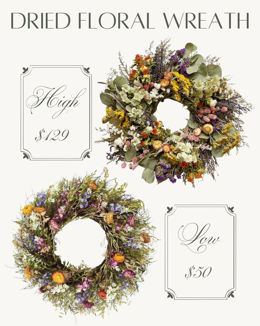 Dried floral wreaths are perfect for spring but can get pricey! I found one option for $50. 

#LTKFindsUnder50 #LTKSeasonal #LTKHome