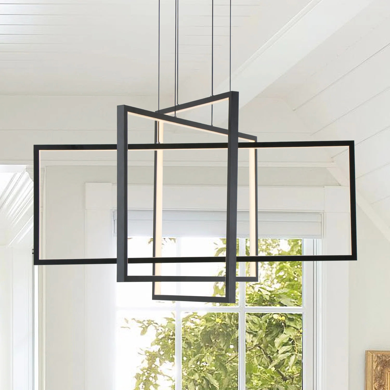Vollmer 3-Light LED Square/Rectangle Chandelier Remote Dimmable | Wayfair North America