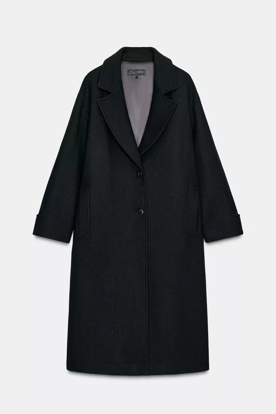 OVERSIZED WOOL COAT WITH CONTRAST CUFF | Zara Canada