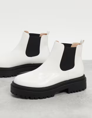 RAID Ronnie chunky chelsea boots in white | ASOS (Global)
