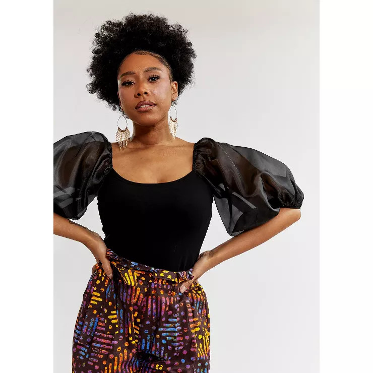D'IYANU Womens Dide Organza Sleeve Top | Target