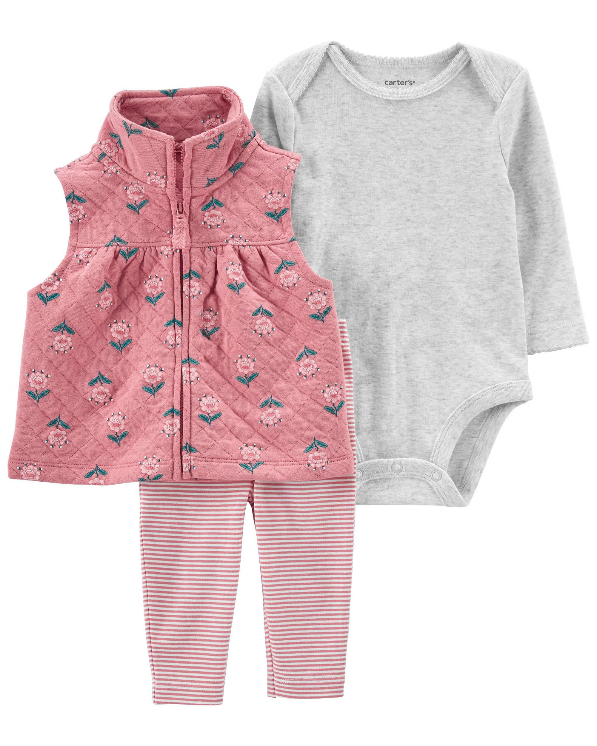 Multi Baby 3-Piece Floral Little Vest Set | carters.com | Carter's
