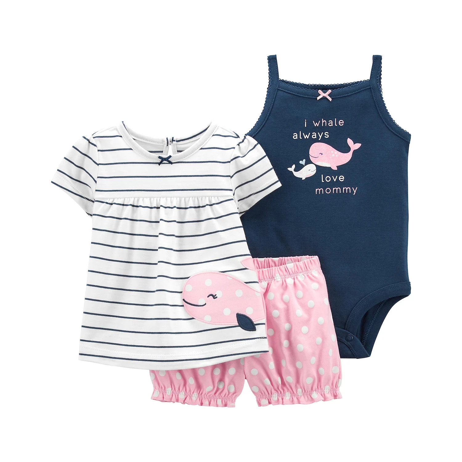 Baby Girl Carter's Whale Top, Bodysuit & Little Short Set | Kohl's