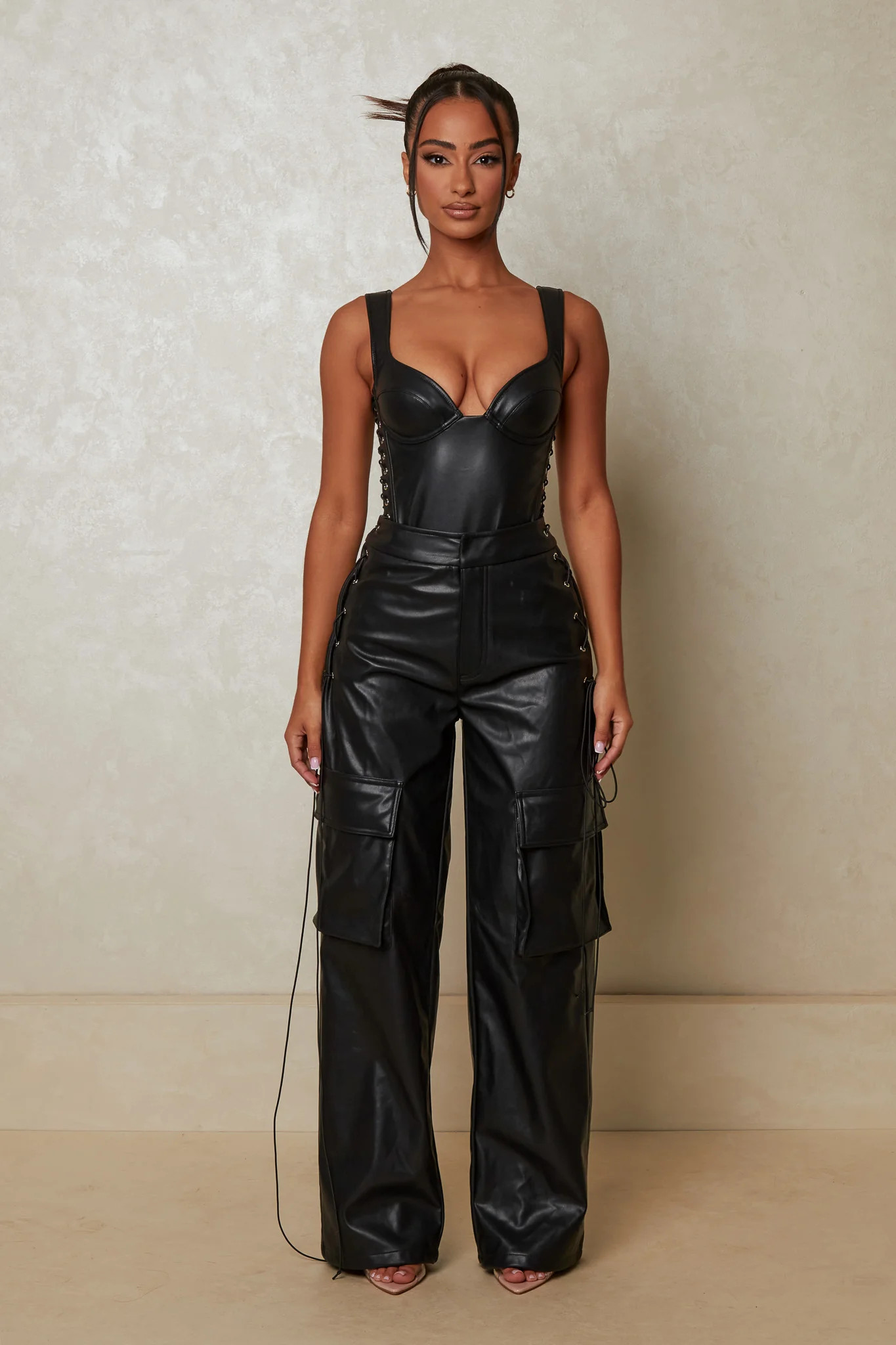 The Laced Leather Trousers - Black | Mars The Label