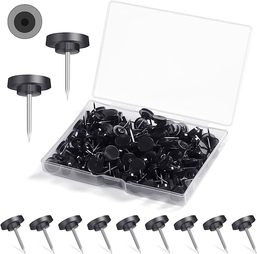 JIMSUMM 150 PCS Push Pins, Standard Plastic Head Steel Point Black Thumb Tacks for Wall, Black Plast | Amazon (US)