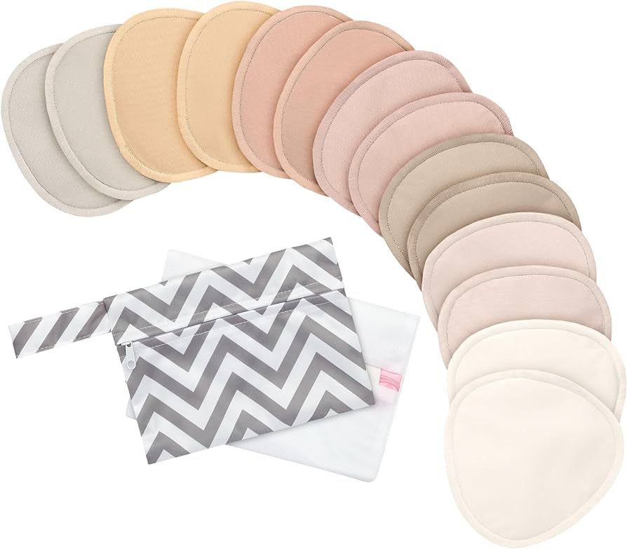 14-Pack Organic Nursing Pads - Washable Breast Pads for Breastfeeding, Nursing Bra Nipple Pads fo... | Amazon (US)