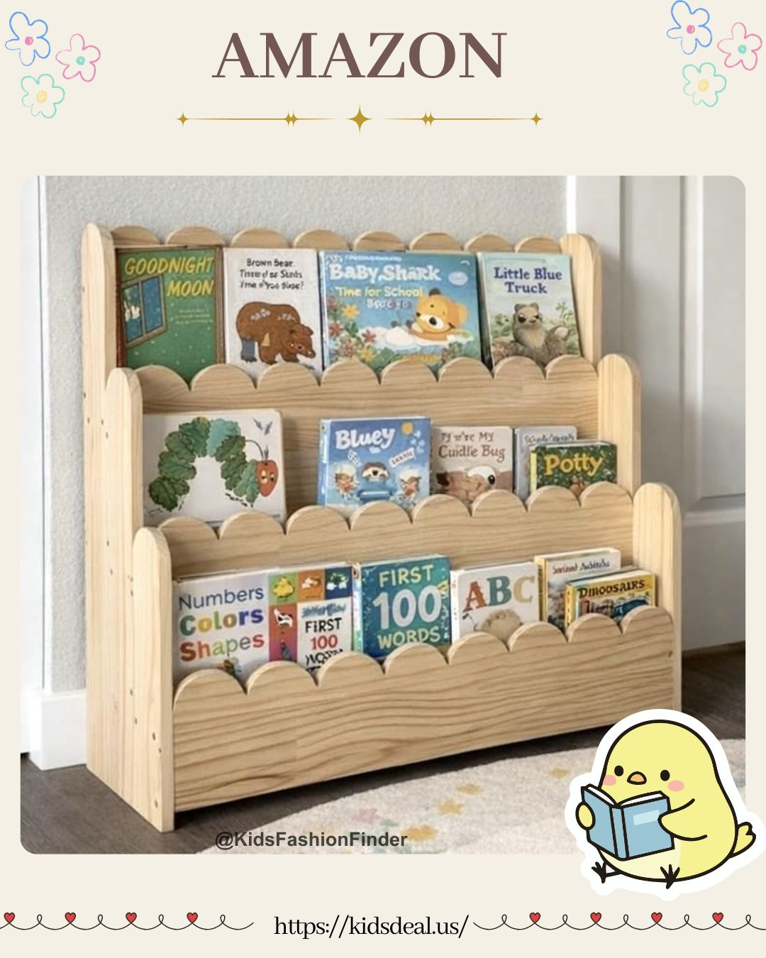 📚✨ The cutest Montessori bookshelf EVER!

This 3-tier scalloped bookshelf is both beautiful and functional 💛
The charming scalloped edges add the sweetest touch to any playroom or nursery 🌟

✔️ Kid-friendly height for little hands 🙌
✔️ Perfect for displaying books, toys & decor
✔️ Clean, aesthetic look moms will LOVE 😍

Cute + practical = total win 🫶

#MontessoriHome #KidsBookshelf #PlayroomDecor #NurseryInspo #KidsRoom #MomFinds #BookLovers #ToyOrganization #AmazonFinds #HomeStyle 📚💛

#LTKHome #LTKSaleAlert #LTKKids