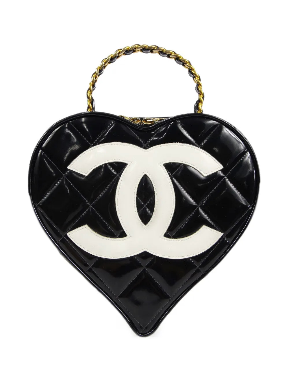 CHANEL Pre-Owned 1995 CC-stitch Heart Vanity Bag | Black | FARFETCH | Farfetch Global