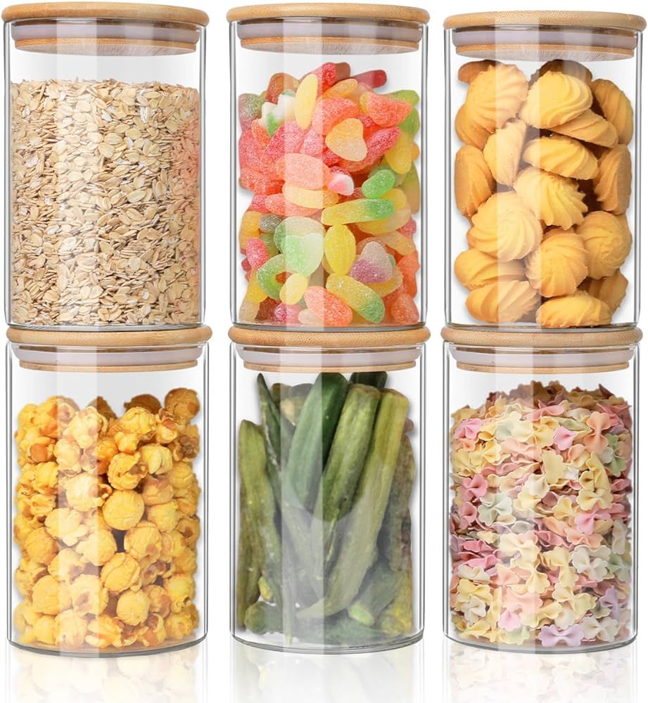 YUNCANG Glass Food Storage Jars 37oz [Set of 6],Clear Glass Food Storage Containers with Airtight... | Amazon (US)