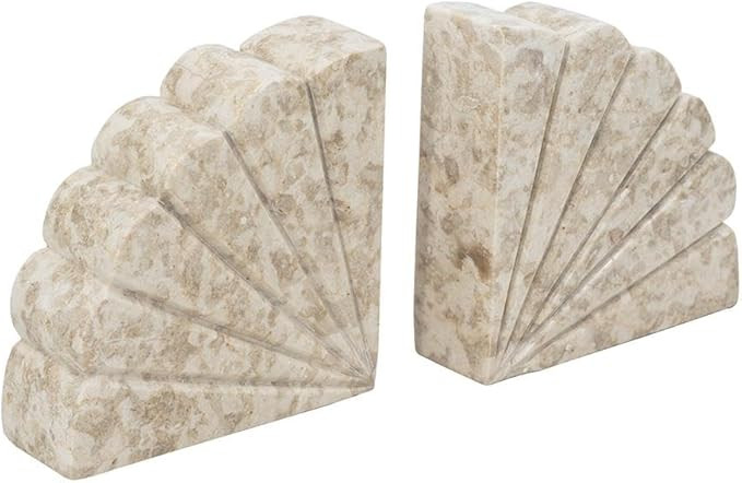 A&B Home Scalloped Quarter Circle Bookends - Set of 2 Decorative Marble Bookends, Home and Office... | Amazon (US)