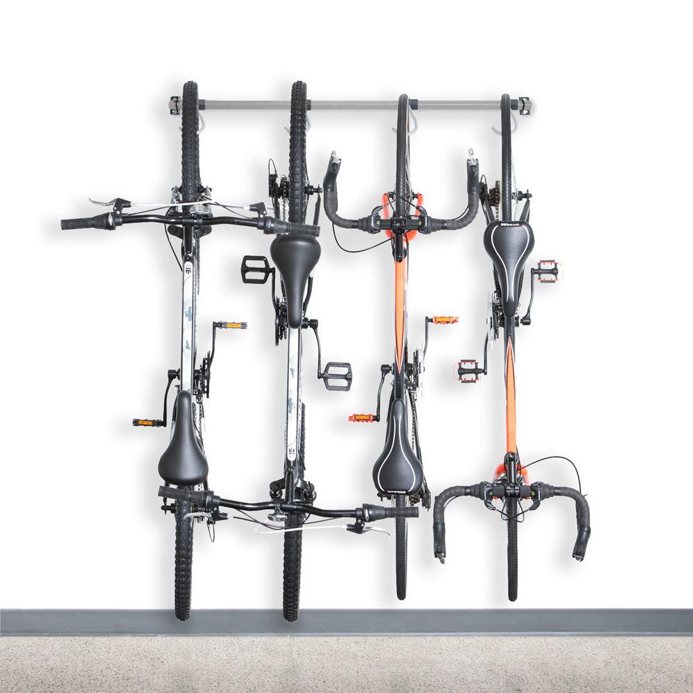 Monkey Bars Gray 4-Bike Wall Mounted Garage Bike Rack | The Home Depot