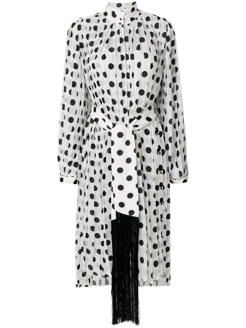 Zimmermann - pleated polka dot dress - women - Silk/Polyester/Viscose - 3, Black, Silk/Polyester/Viscose | FarFetch US