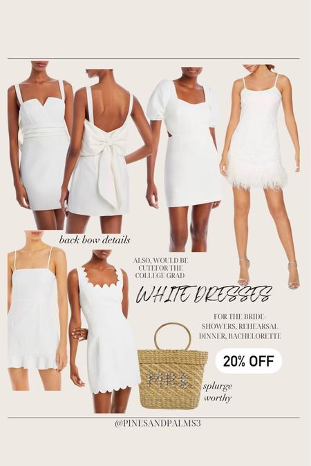 White dresses, bachelorette, wedding shower, rehearsal dinner 

#LTKsalealert #LTKwedding