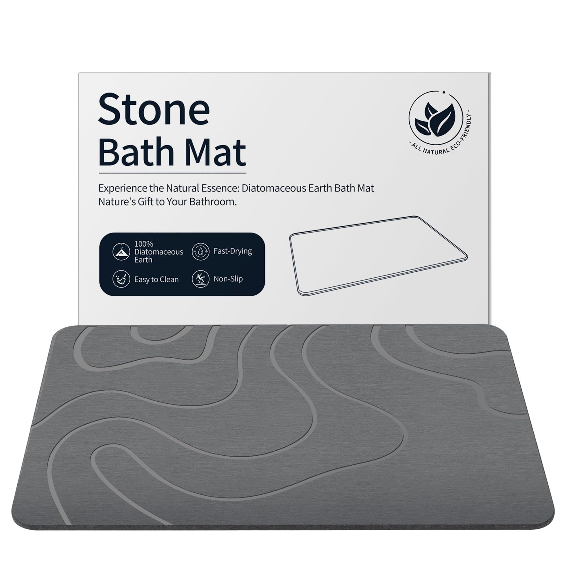 Stone Bath Mat Diatomaceous Earth Shower Mat Non-Slip Super Absorbent Diatomite Stone Mats for Ba... | Amazon (US)