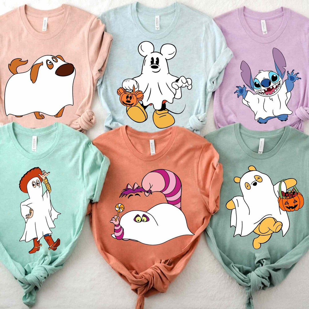 Custom Disney Characters Boo Halloween Comfort Colors T-shirt, Disney Ghost Trick or Treat Tee, H... | Etsy (US)