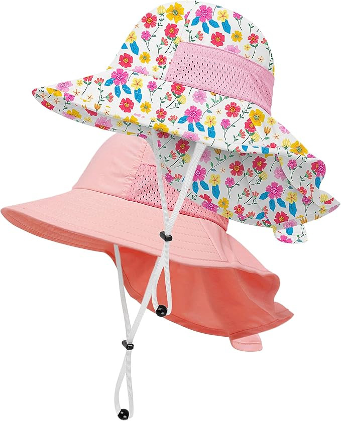 Toddler Baby Sun Hat Kids Summer UPF 50+ for Boys Girls Adjustable Beach Hats with Bucket Wide Br... | Amazon (US)