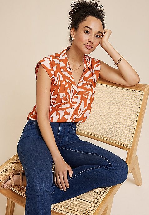 Ikat Button Down Blouse | Maurices