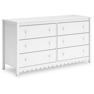 Hallityn White 6 Drawer 60.75 in. Dresser | The Home Depot
