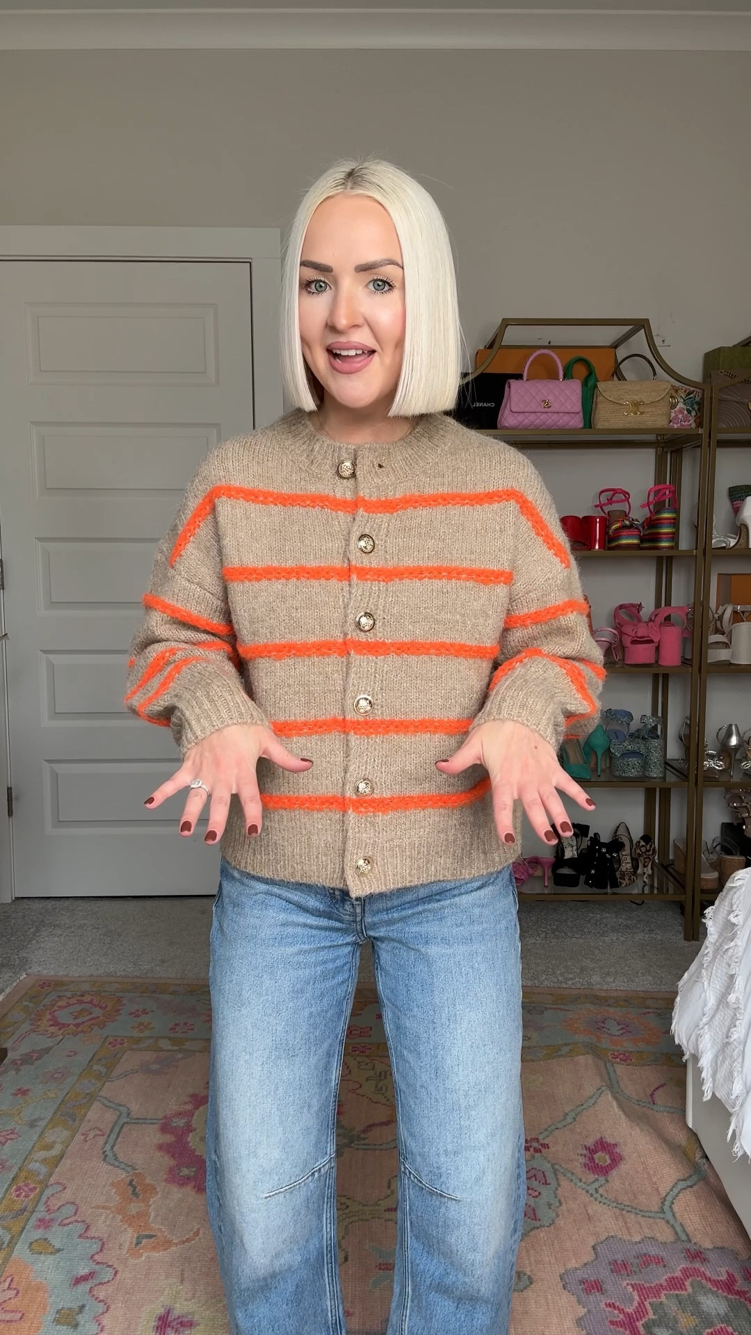 Amazon fall fashion / amazon sweaters / Amazon fashion finds
Orange stripe cardigan: XS (size up for a looser fit)
Blue and white cardigan: small
Cream denim set: small (best elastic waist) 
Pink bow sweater: XS 

#LTKPetite #LTKFindsUnder50 #LTKStyleTip