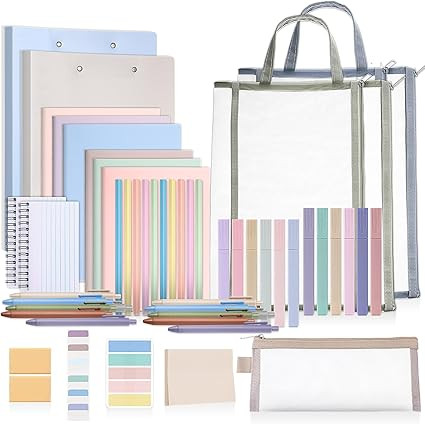 54 Pieces Aesthetic School Supplies Set Bulk, High School and College Back to School Essentials K... | Amazon (US)