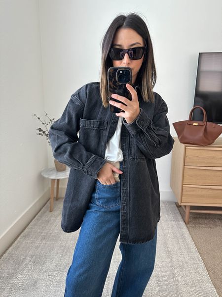 Madewell black shirt jacket. This a great piece if you’re taller than 5’3”. Just runs long. But the leaves and shoulders work in the xxs  

#LTKSale