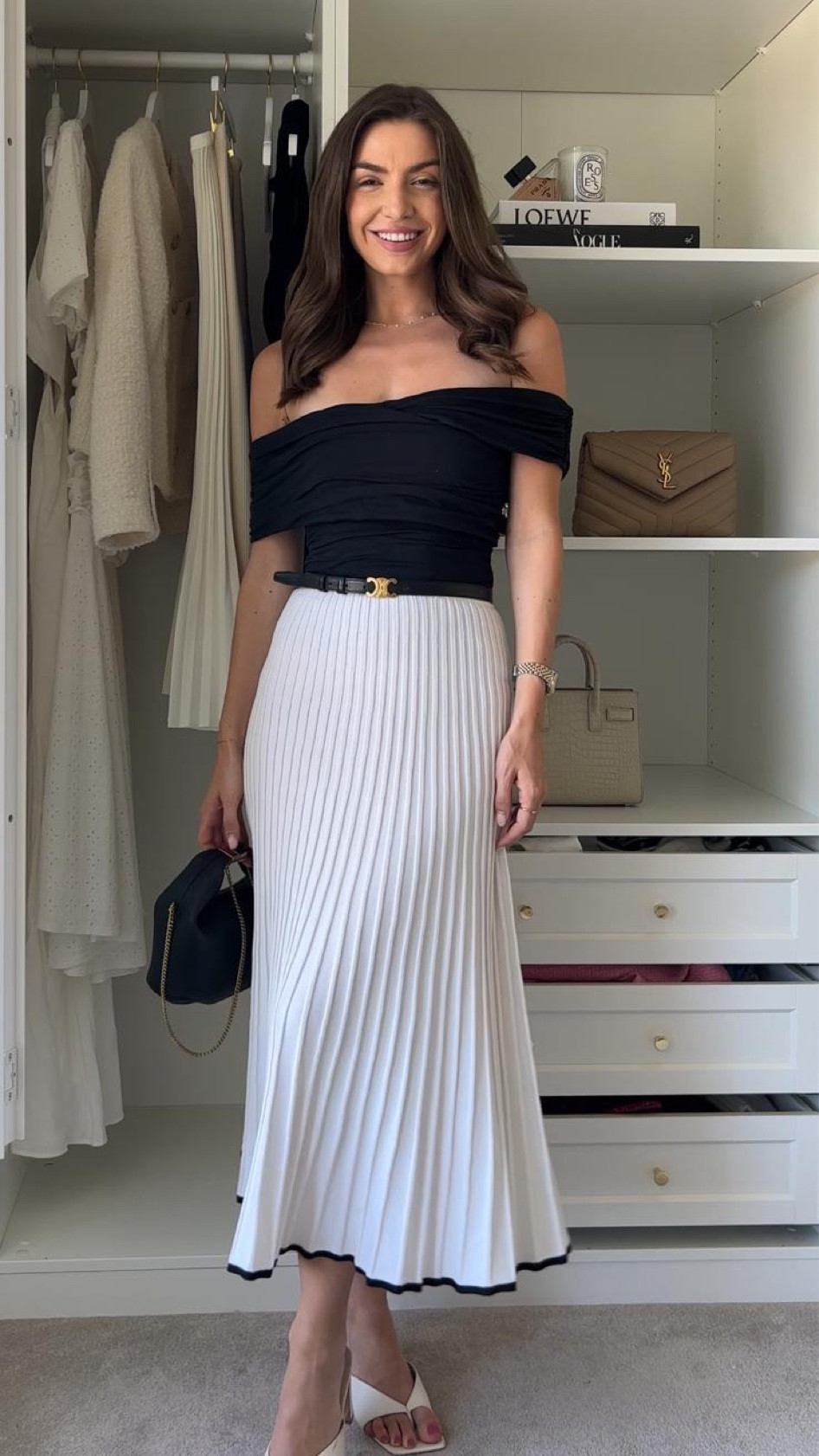 Preppy Summer Outfit! 

Summer Style, Summer Outfit Inspiration, Summer City Outfit, Occasion Outfit, Off the shoulder Top, Pleated Skirt 

#LTKsummer #LTKeurope #LTKstyletip