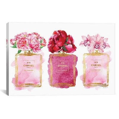 Three Perfume Bottles by Amanda Greenwood Canvas Print Pink - iCanvas | Target