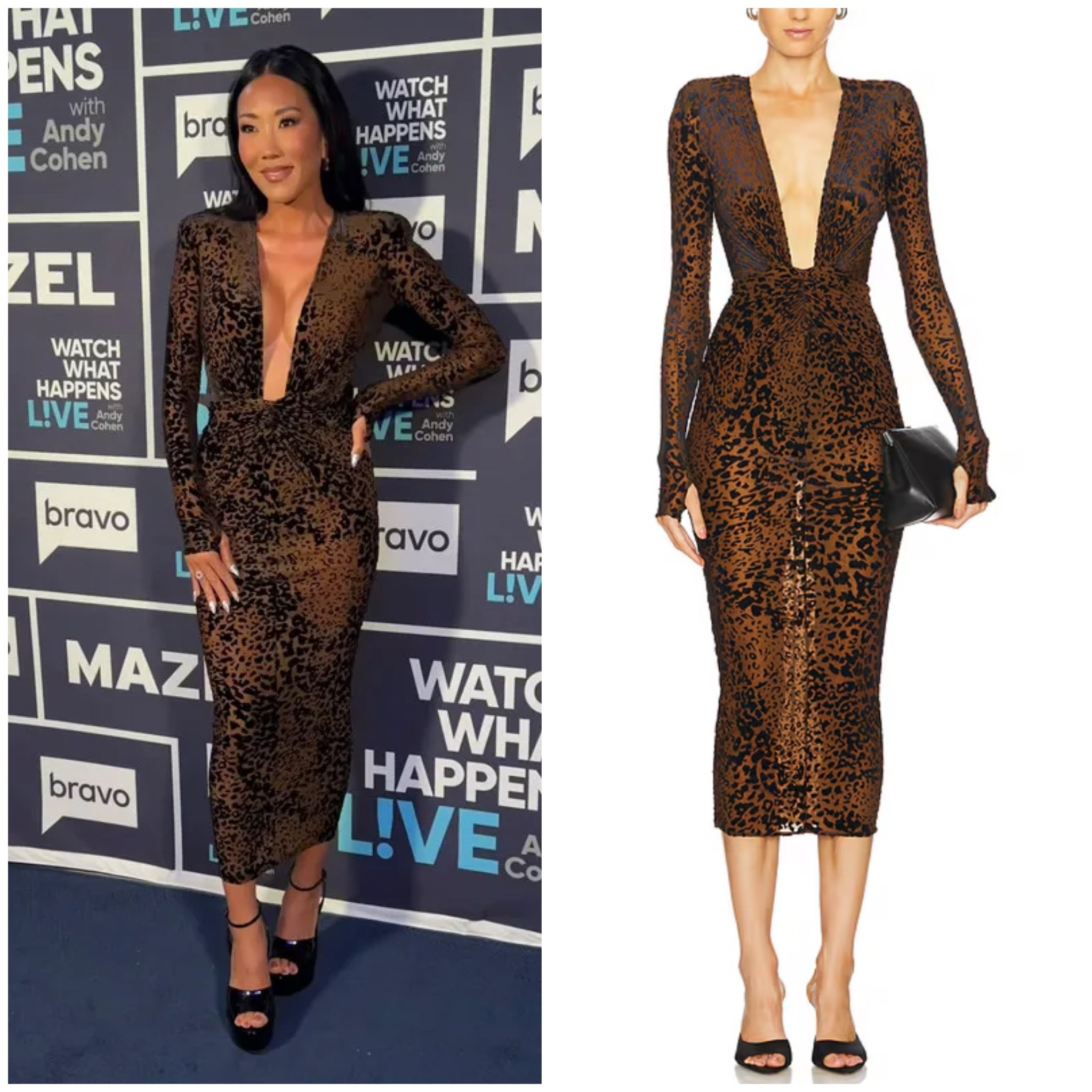 Katie Ginella’s Leopard Dress on WWHL 📸 = @bravowwhl styled by: @modestoo