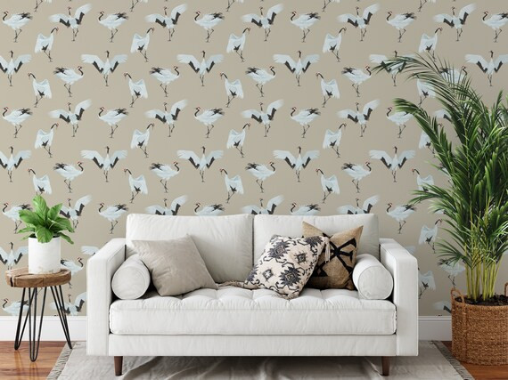 Crane Wallpaper  Bird Peel and Stick Wallpaper  Removable | Etsy | Etsy (US)