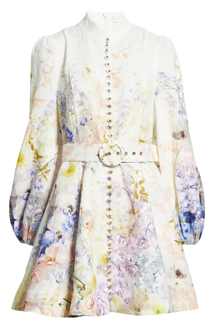 Zimmermann Rhythmic Floral Long Sleeve Linen Minidress | Nordstrom | Nordstrom