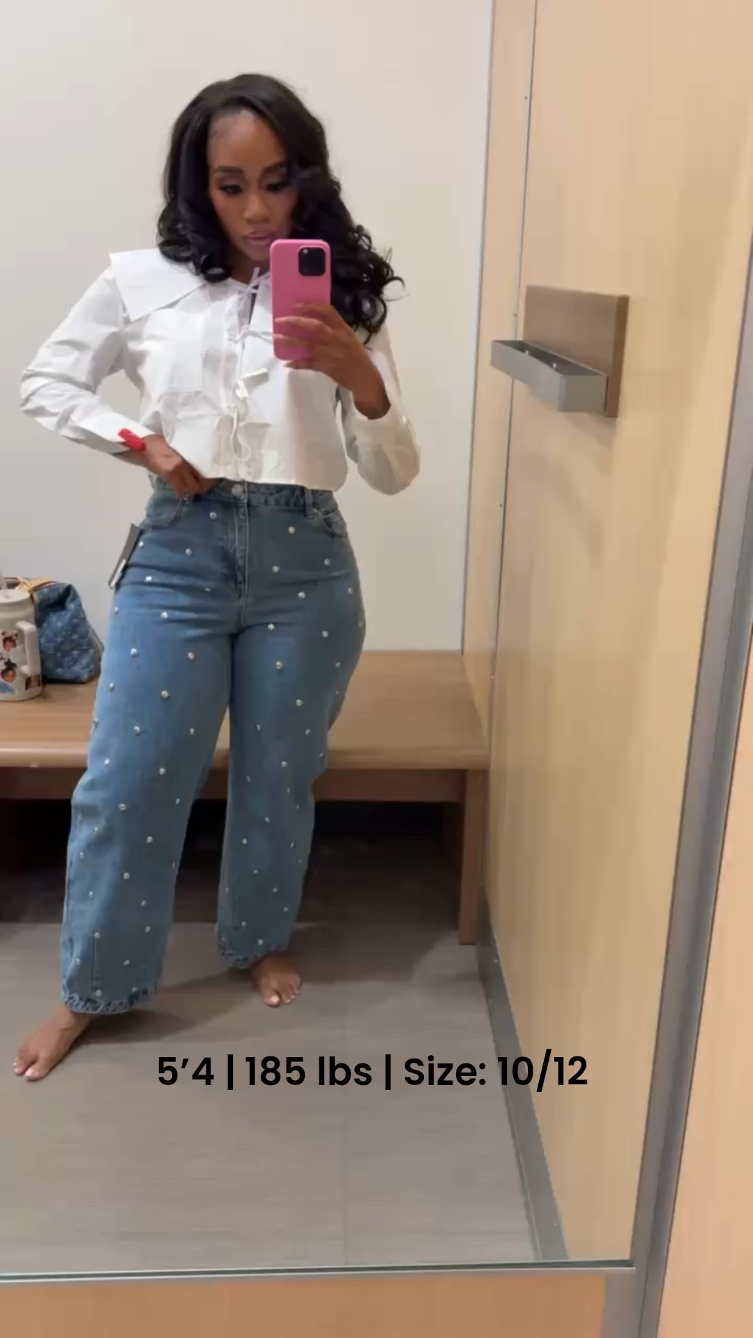 Studded jeans paired with a cropped tie-up collar top! Elevated casual style inspo!

#LTKStyleTip #LTKFindsUnder100 #LTKMidsize