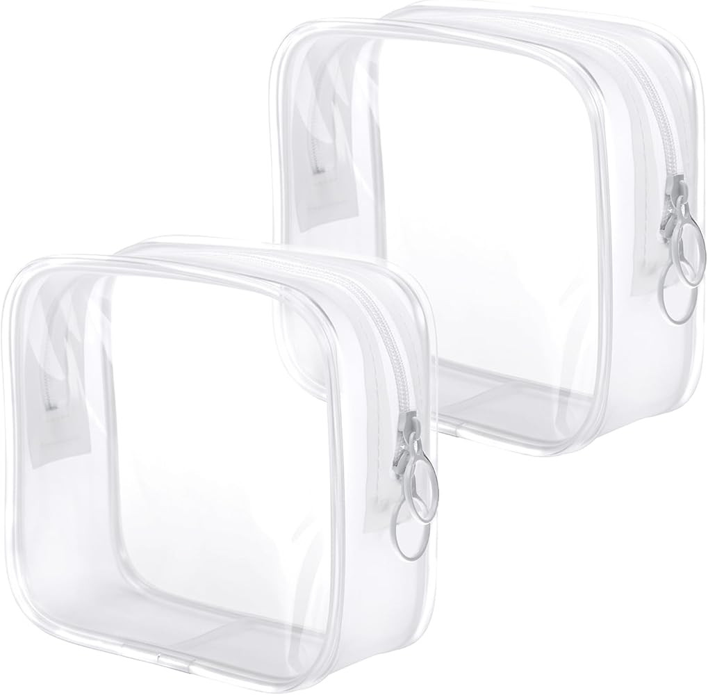 2Pcs Small Clear Makeup Bags Mini Makeup Zipper Pouch Small Clear Pouch for Travel Toiletry Aesth... | Amazon (US)