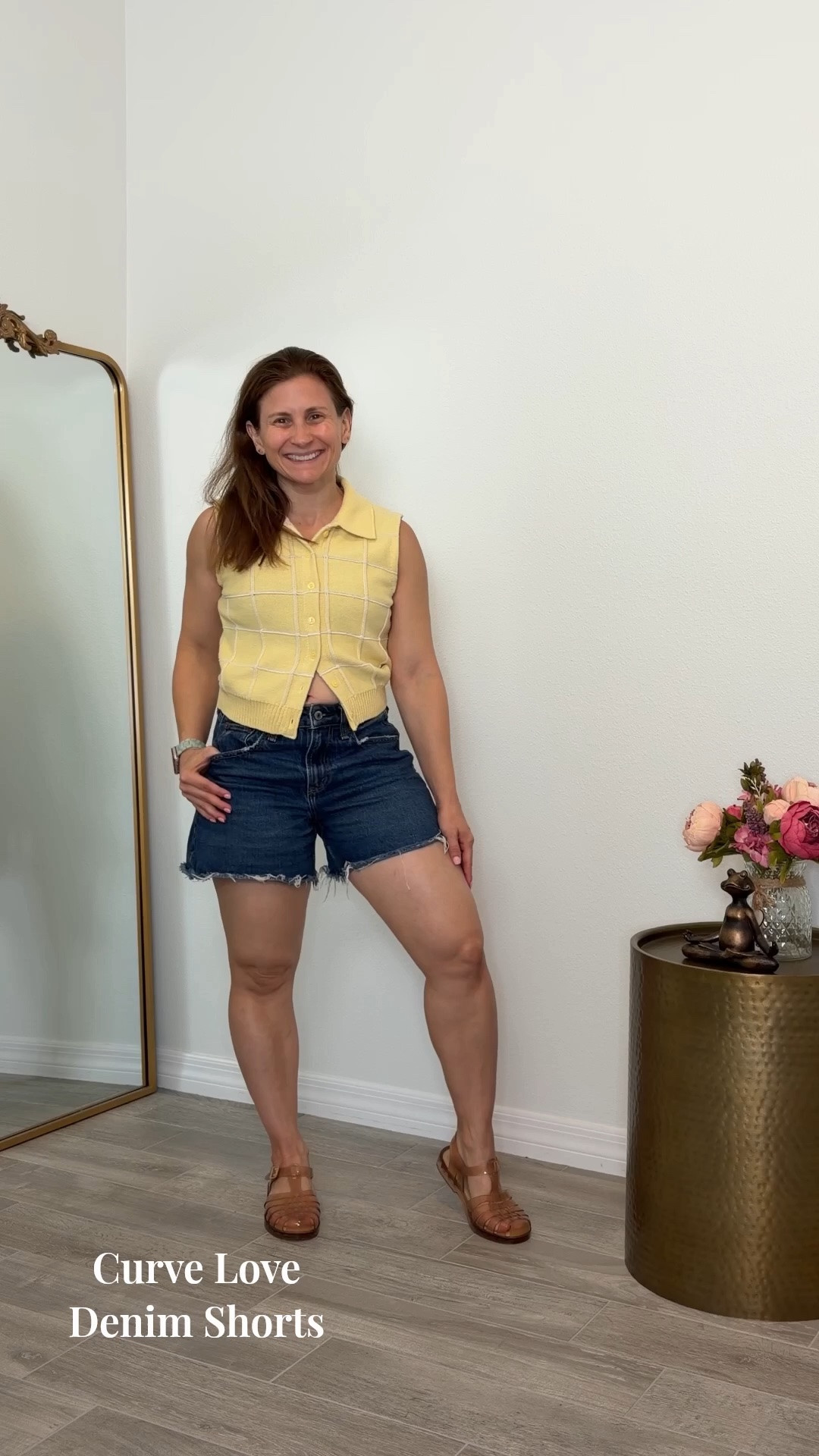 Curve love denim shorts and fall transition light weight sweater top

#LTKootd #LTKPetite #LTKOver40