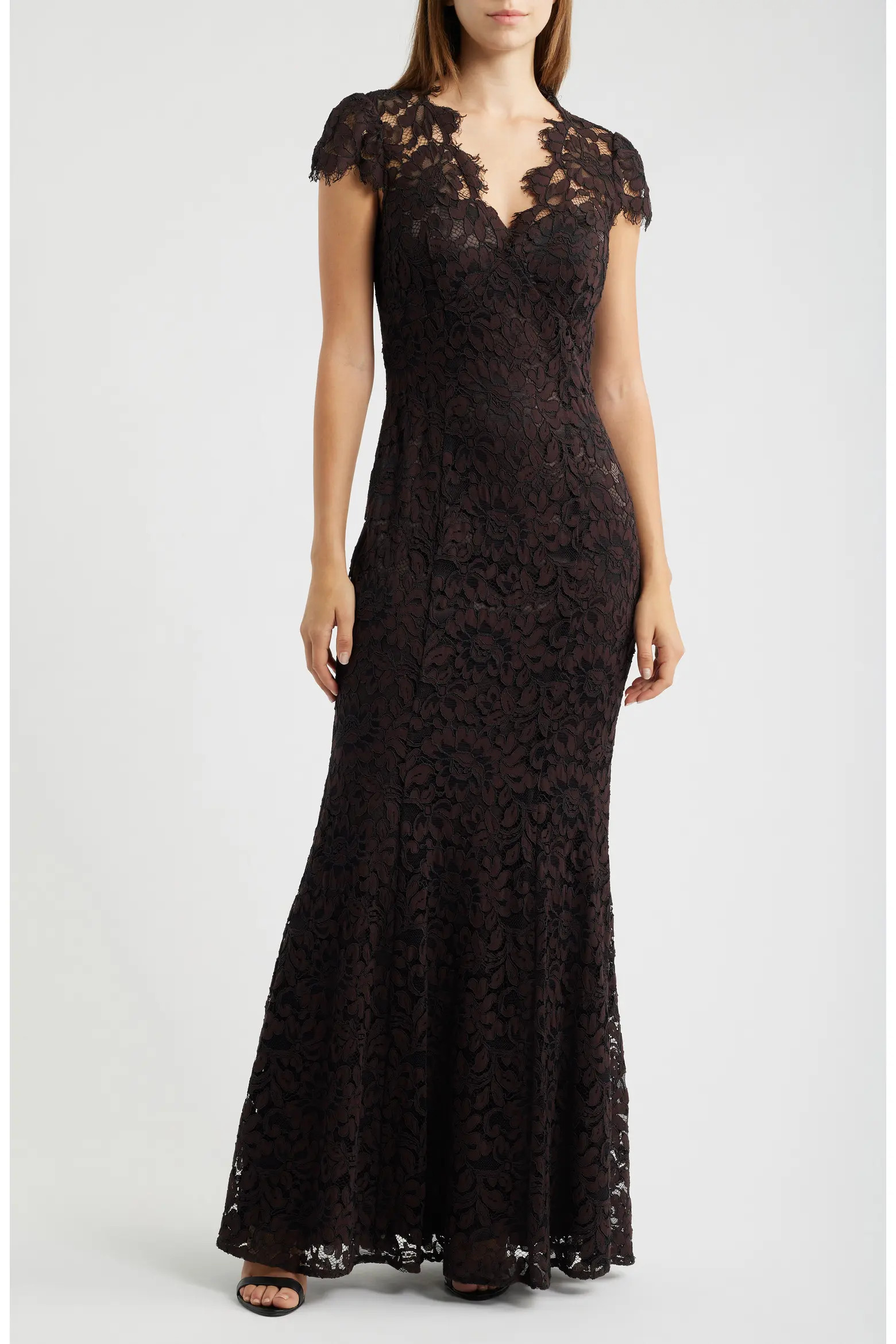 Eliza J Illusion Yoke Lace Trumpet Gown (Women) | Nordstrom | Nordstrom