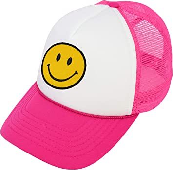 lycycse Smiley Face Trucker Hat Retro Mesh Baseball Cap with Smile Patch Foam Neon High Crown Y2K... | Amazon (US)