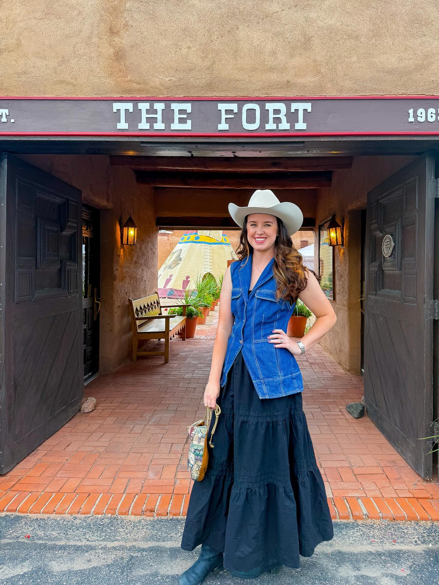 Colorado chic 🤍 Wore this outfit out for a date night in Morrison, CO. We went to a western/Colorado themed restaurant and ended the night at a concert at Red Rocks. Linking my skirt and denim in vest from Anthropologie, along with my husband’s Stetson hat. My boots are old Lucky that I’ve had over 10 years, but linking a similar version! 

#LTKFindsUnder100 #LTKMens #LTKTravel