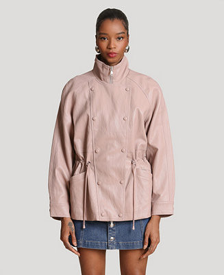 Women's Funnel Neck Faux Leather Jacket | Macy's