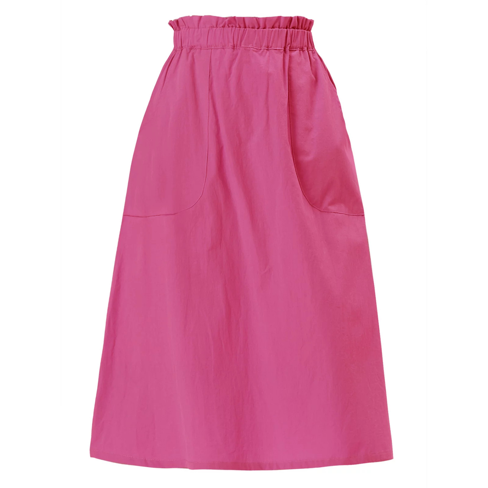 Women's Solid Color Peasant Elastic Waist Ruffle Midi Skirt | Kohl's