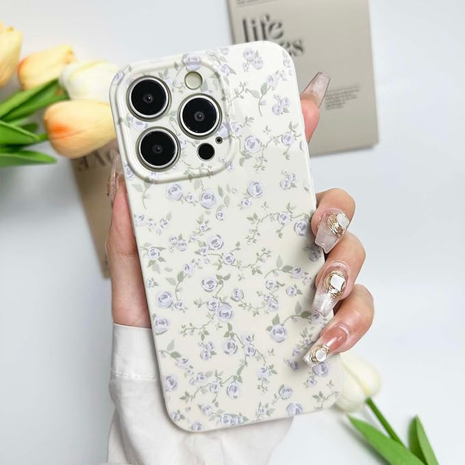 Floral Case for iPhone 15 Pro Cute Flower Rose Pattern Aesthetic for iPhone 15 Pro Case Vintage G... | Amazon (US)