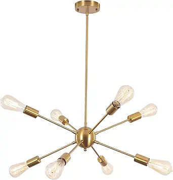PUMING Gold Sputnik Chandelier 8-Light Modern Gold Chandeliers for Dining Room Light Fixture Mid ... | Amazon (US)