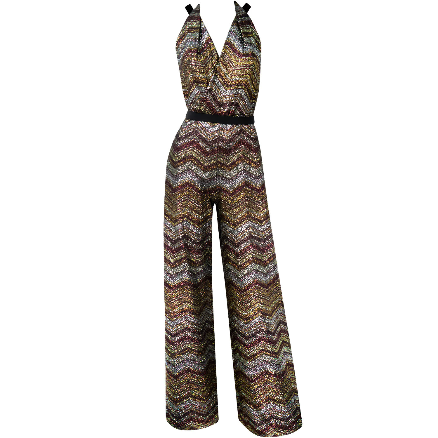 No Sign Of Metallic Stripe Jumpsuit | Wolf & Badger