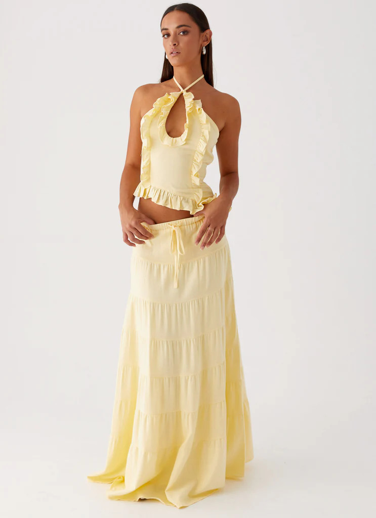 Mariella Linen Maxi Skirt - Yellow | Peppermayo (Global)