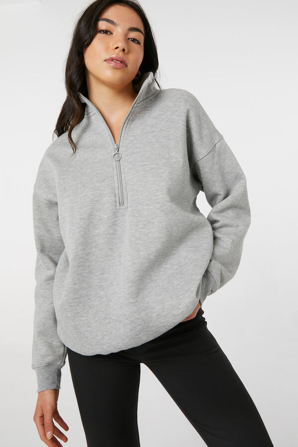 Oversized Zip Mock Neck Sweatshirt | Ardene