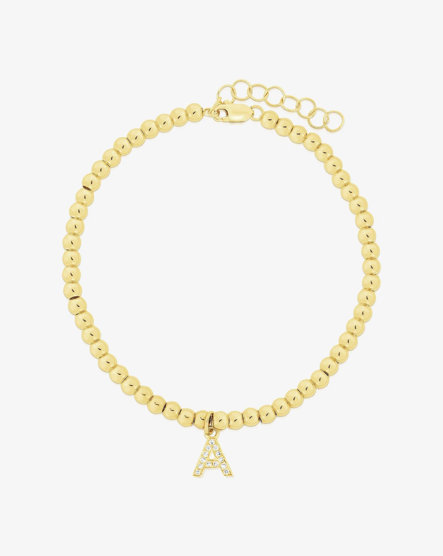 Gold Bead + Pavé Initial Bracelet | Ring Concierge
