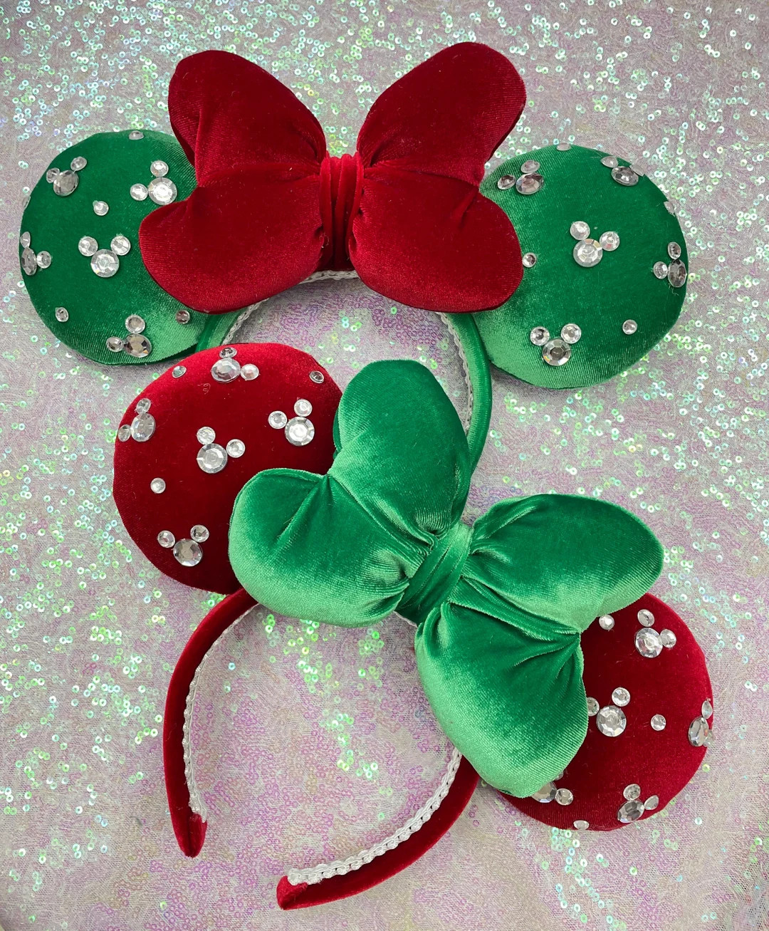 Christmas Rhinestone Minnie Ears - Etsy | Etsy (US)