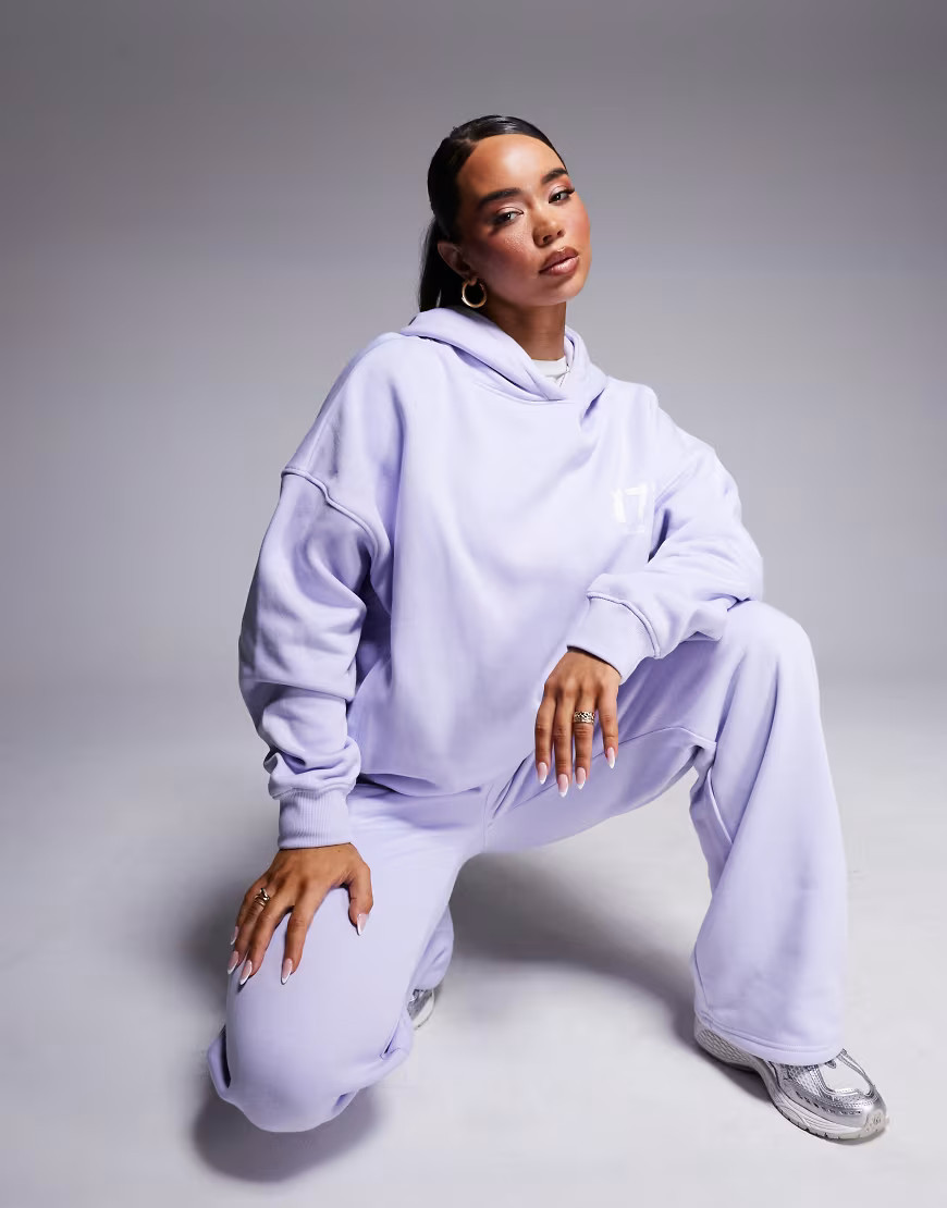 Kaiia angel back print oversized hoodie co-ord in lilac-Purple | ASOS (Global)