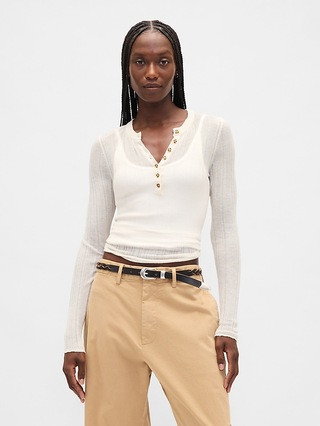 Sheer Rib Henley Sweater | Gap (US)