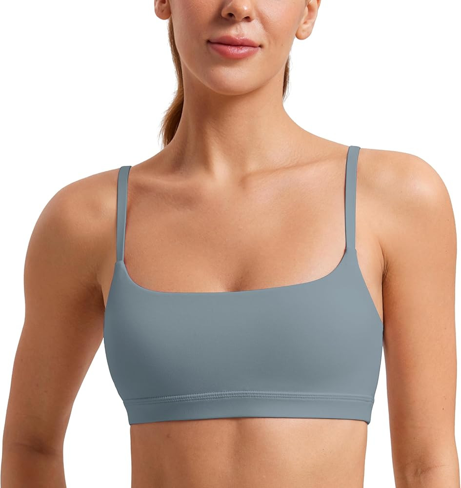 CRZ YOGA Butterluxe Adjustable Spaghetti Strap Sports Bras for Women - Scoop Neck Wireless Padded... | Amazon (US)