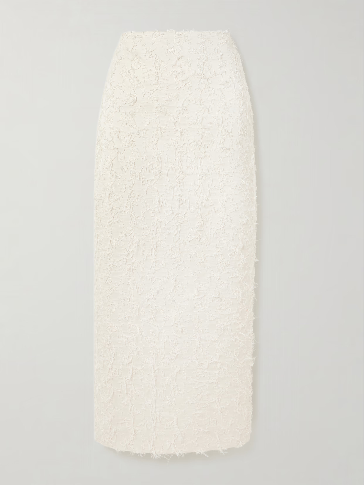 DESTREE - Monica Frayed Organic Cotton-twill Midi Skirt - Neutrals | NET-A-PORTER (US)
