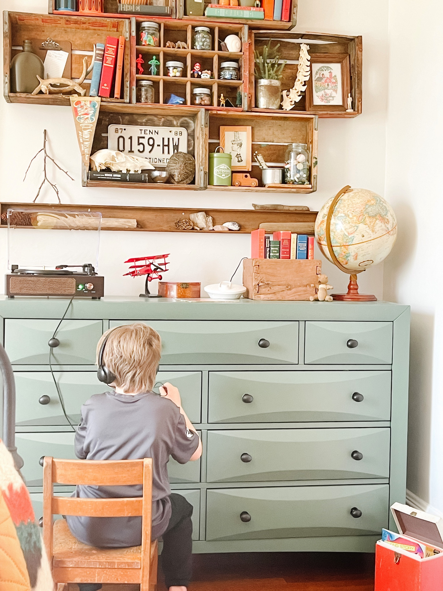 Boys rooms can be so much fun! Here my son is jamming to some oldies while being surrounded by his many outside adventures collected and preserved. This record player is no longer sold BUT I do have the exact one I linked and like it even better! 

#LTKhome #LTKfamily #LTKkids